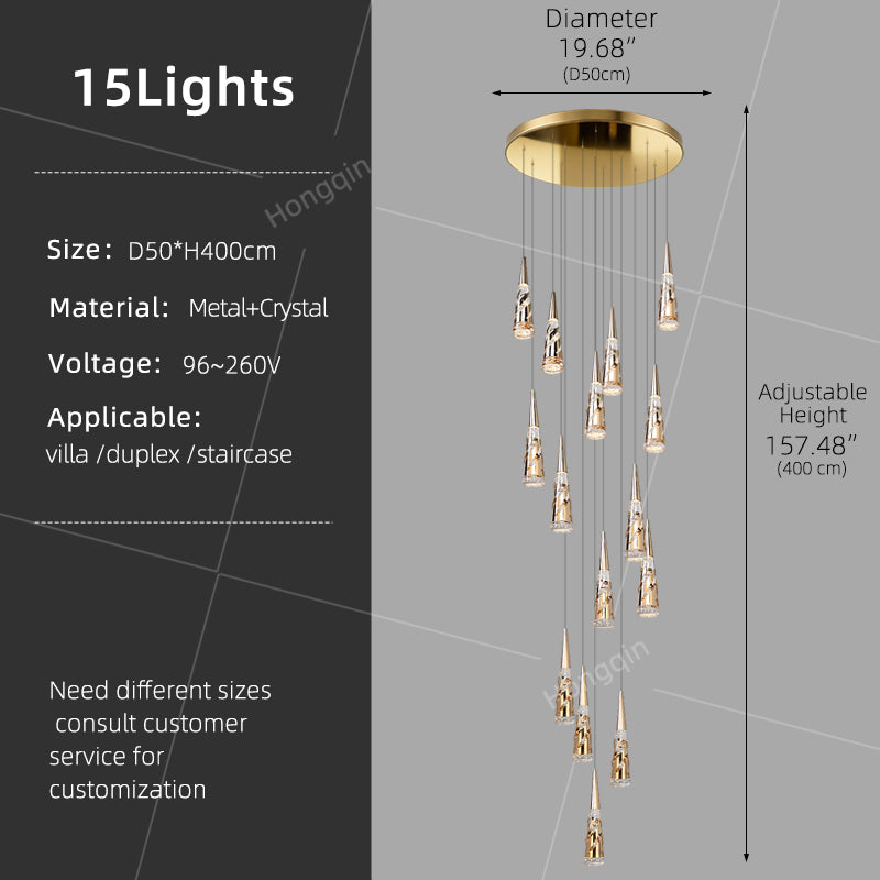 Modern Crystal Chandelier Loft Pendant Light Chandelier for Stairs Designer Pendant Lamp Suspension Ceiling Light