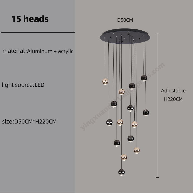 Luxury LED Staircase nordic minimalist Chandelier