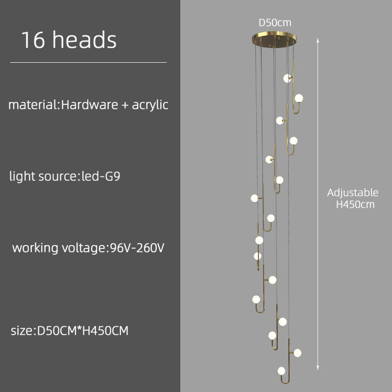 Modern Villa Staircase Long LED Pendant Lamp
