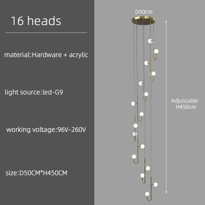 Modern Villa Staircase Long LED Pendant Lamp