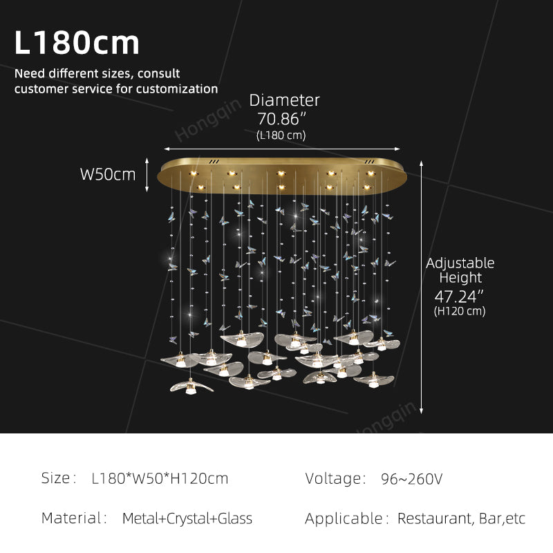 Dining Room Chandeliers Modern Villa Dining Table Bar Counter Kitchen Ceiling Lamp Double Color Lotus Leaf Glass Art Hanging Lam