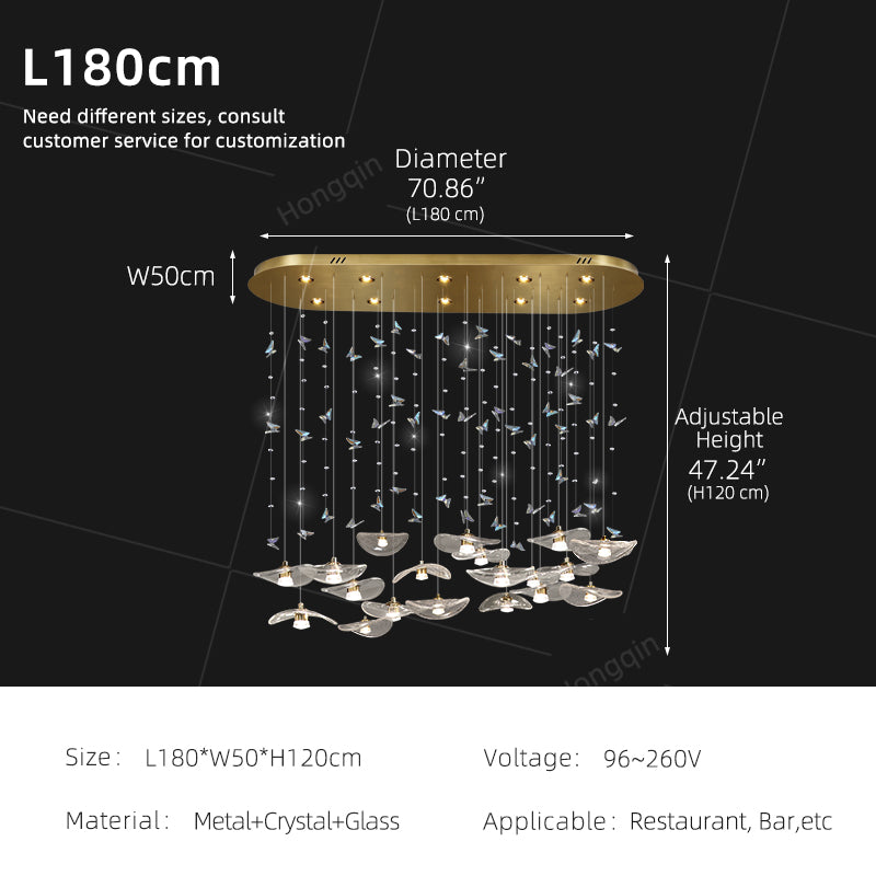 Restaurant Pendant Light Modern Villa Loft Chandelier Designer Lotus Leaf Glass Ceiling Hanging Chandelier