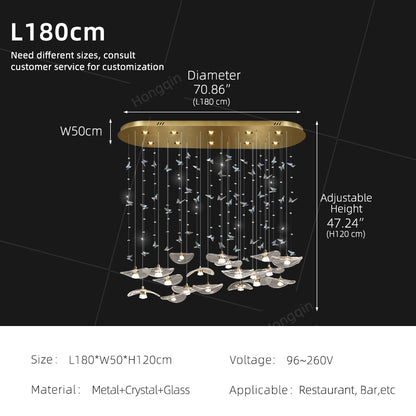 Restaurant Pendant Light Modern Villa Loft Chandelier Designer Lotus Leaf Glass Ceiling Hanging Chandelier