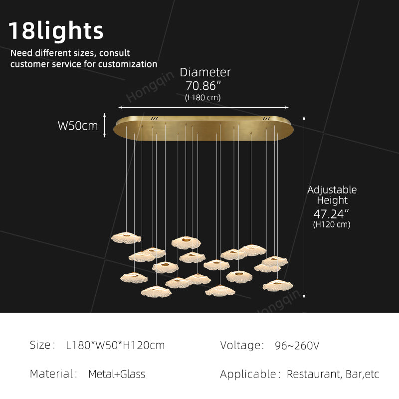 Modern Luxury Glass Chandelier Art Dining Room Island Bar Pendant Lamp Kitchen High Ceiling Hanging Lights