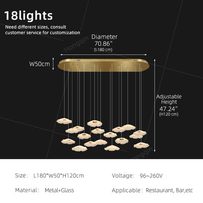 Modern Luxury Glass Chandelier Art Dining Room Island Bar Pendant Lamp Kitchen High Ceiling Hanging Lights