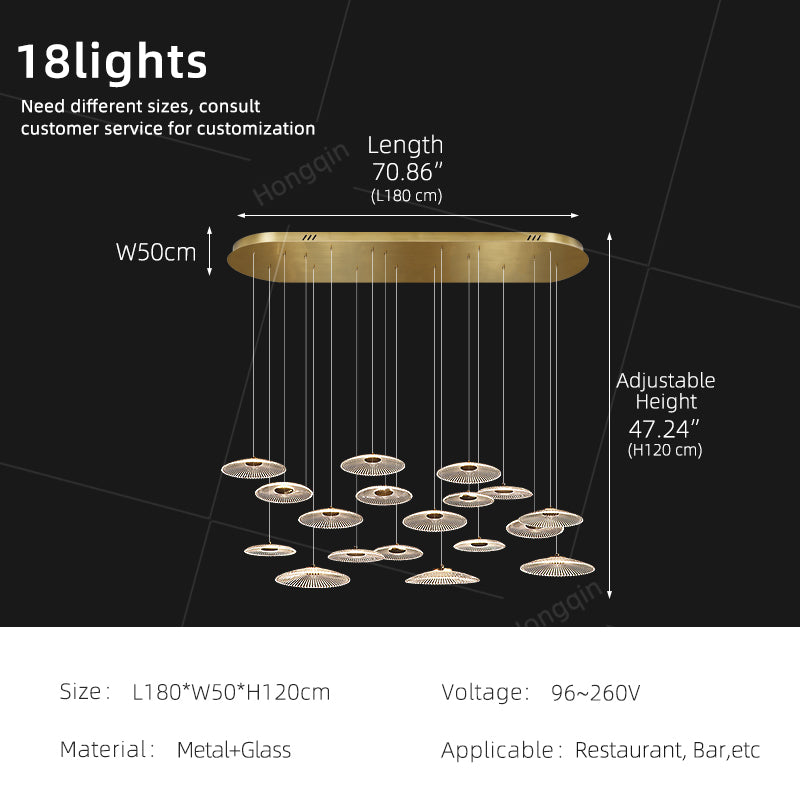 Modern Luxury Glass Chandelier Bar Kitchen Island Table Ripple Water Glass Pendant Lamp Art High Ceiling Hanging Lights