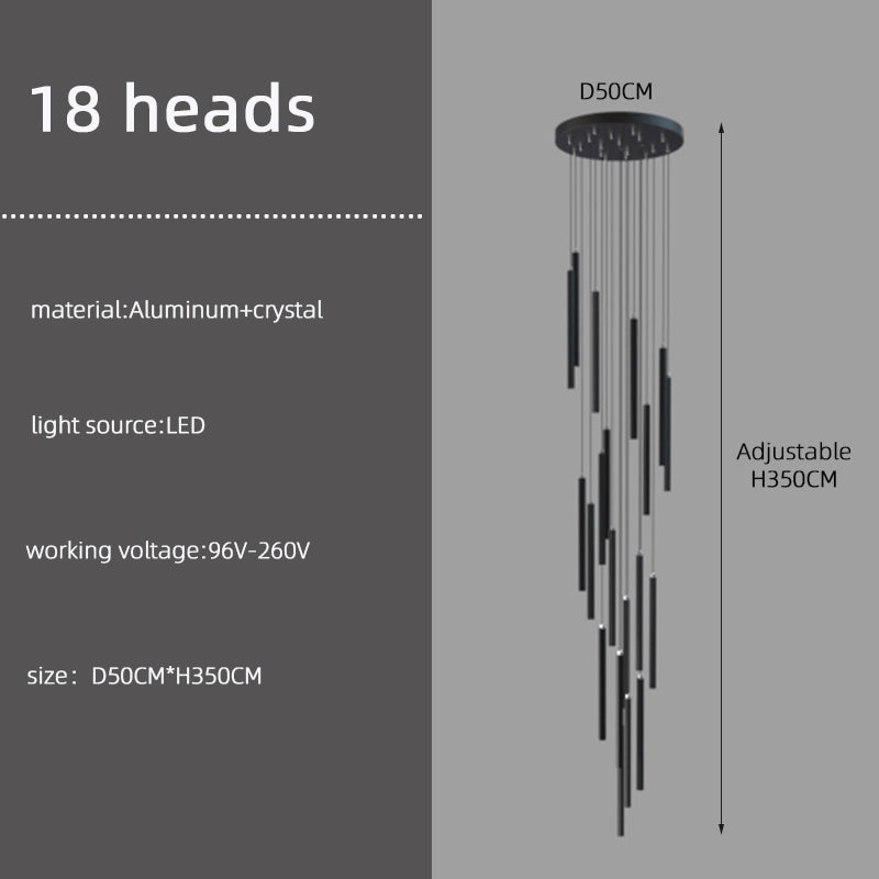 Modern LED Stair Pendant Light Villa Duplex Ceiling Hanging Lamps