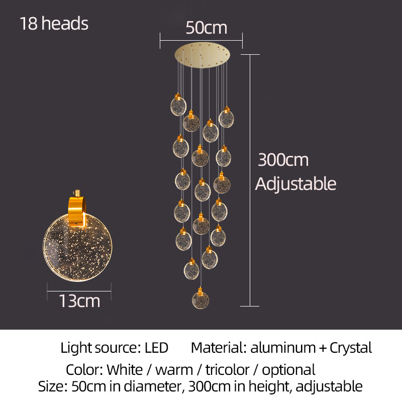 Modern Luxury Staircase Crystal Raindrop Pendant Light