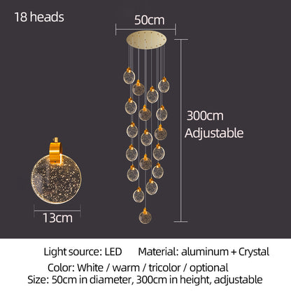Modern Luxury Staircase Crystal Raindrop Pendant Light