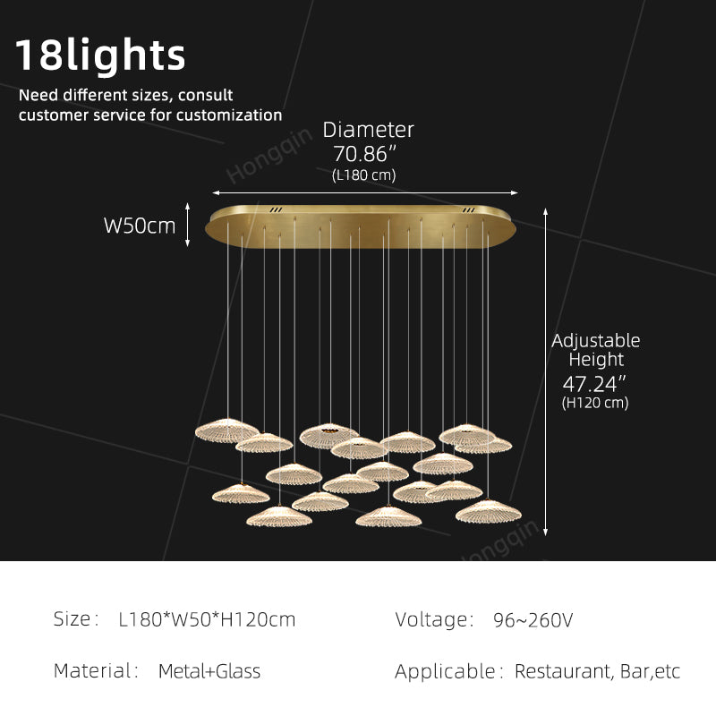 Ripple Water Glass Chandelier Dining Table Kitchen Dining Room Art Chandelier Island Bar Pendant Lamp