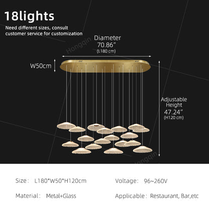 Ripple Water Glass Chandelier Dining Table Kitchen Dining Room Art Chandelier Island Bar Pendant Lamp