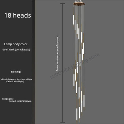 Duplex Attic Staircase Chandelier Long LED Chandelier Stair Pendant Dining Room Stair Chandeliers