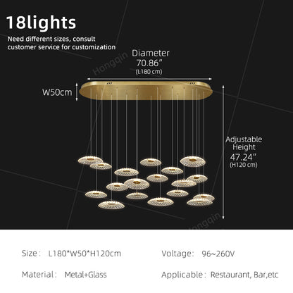 Luxury Chandelier Ripple Water Glass Pendant Lamp Living Room Dining Room Dining Table Kitchen Island Bar Art Hanging Lights