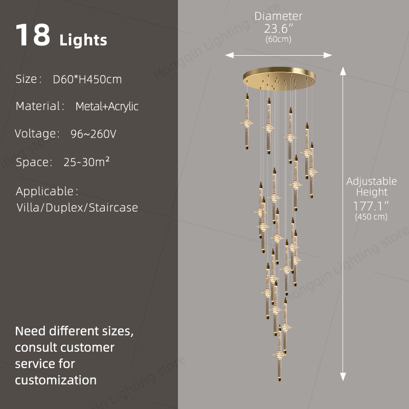 Modern High Long Staircase Chandelier