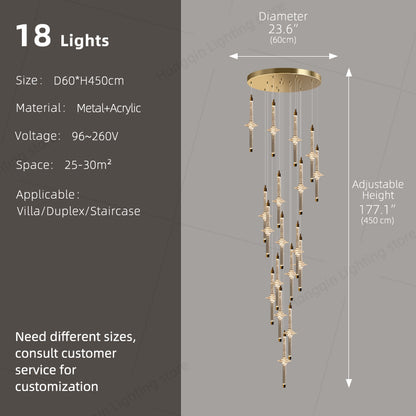 Modern High Long Staircase Chandelier