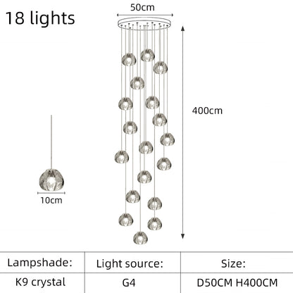 Modern Crystal Chandelier Loft Pendant Light