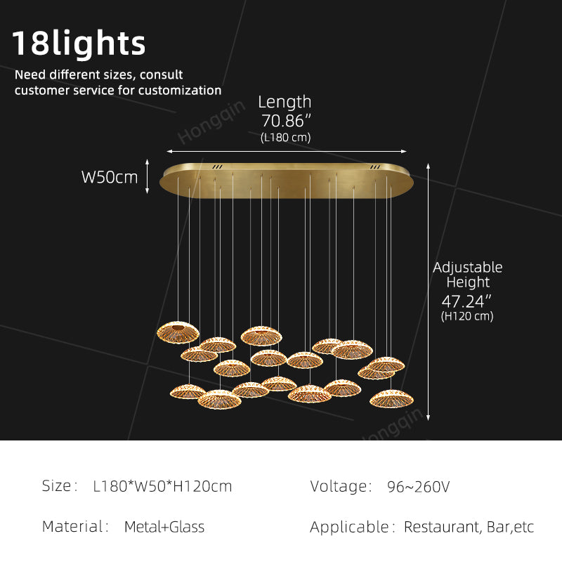 Luxury Ripple Water Glass Chandelier Living Room Kitchen High Ceiling Hanging Lights Art Dining Room Island Bar Pendant Lamp