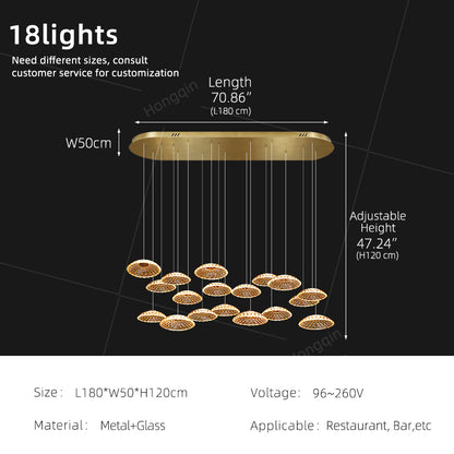 Luxury Ripple Water Glass Chandelier Living Room Kitchen High Ceiling Hanging Lights Art Dining Room Island Bar Pendant Lamp