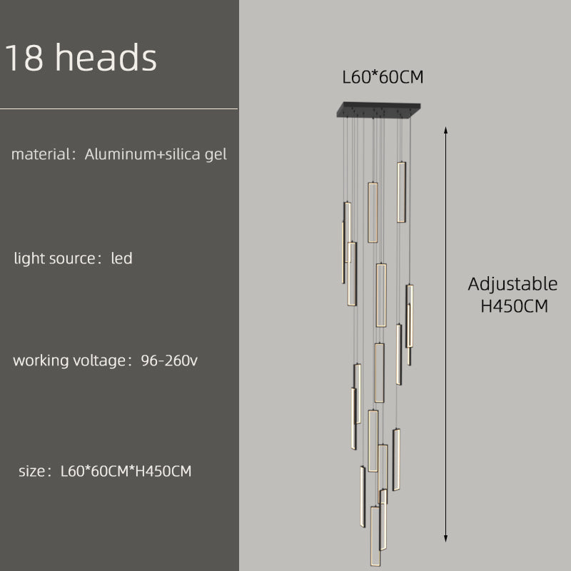 Luxury LED Staircase Attic Villa Stair Chandelier