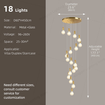 Modern Luxury Long Glass Stairs Chandelier