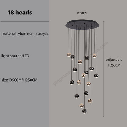 Luxury LED Staircase nordic minimalist Chandelier