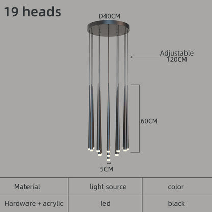 Nordic Minimalist Black Conical LED Pendant Light