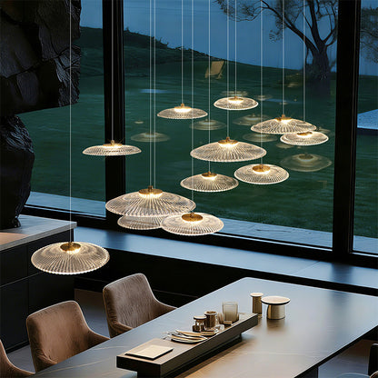 Modern Luxury Glass Chandelier Bar Kitchen Island Table Ripple Water Glass Pendant Lamp Art High Ceiling Hanging Lights
