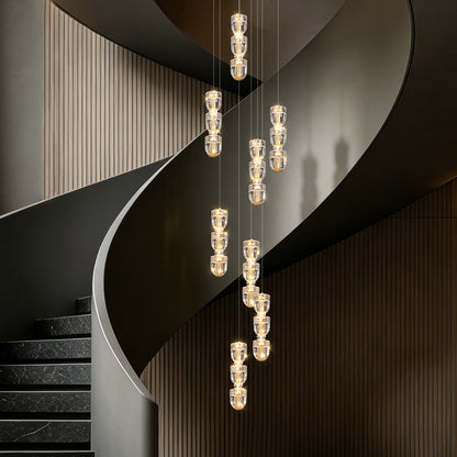Modern Crystal Stair Loft Duplex Chandelier