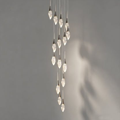 Modern Staircase Chandelier Light Luxury Villa Attic Hanging Ceiling Lamp Designer Crystal Raindrop Pendant Light