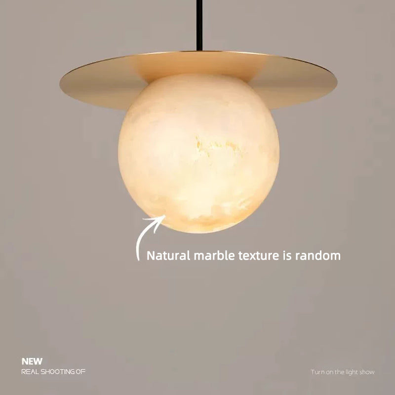 Cloud Stone LED Copper Round Lampshade chandelier