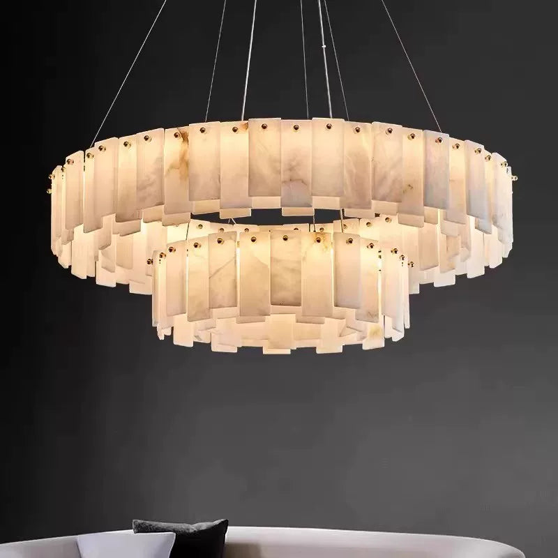 Modern Luxury Round Marble Living Room Chandelier