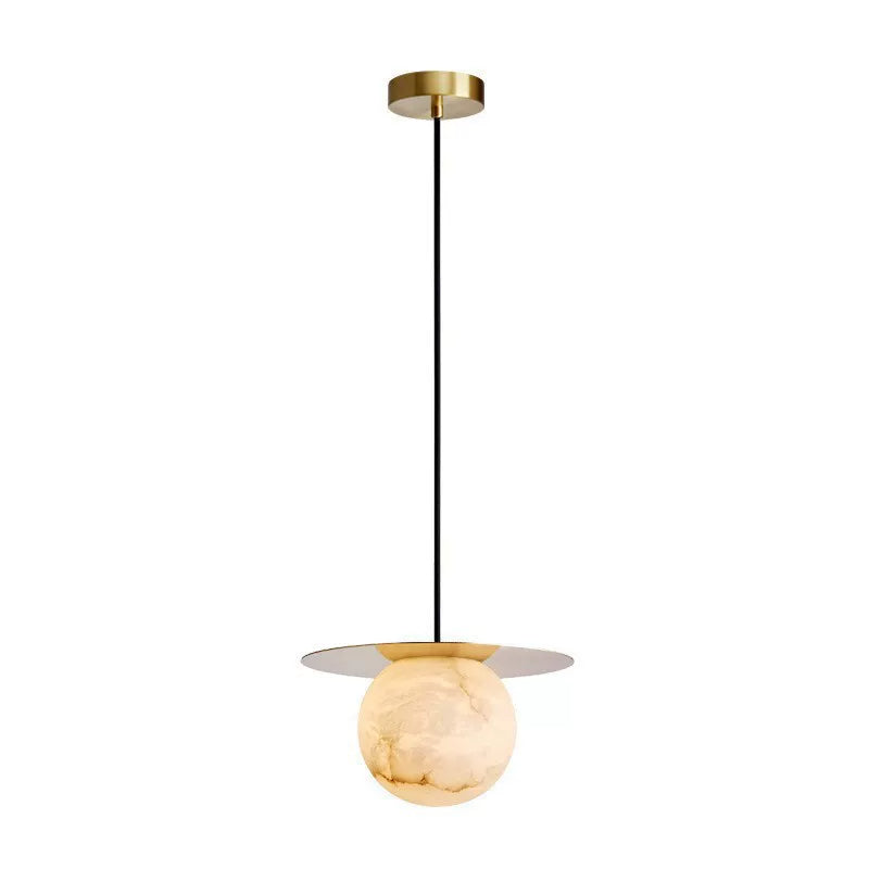 Cloud Stone LED Copper Round Lampshade chandelier