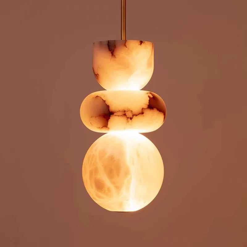 Natural Marble Art LED Hanging Lamps