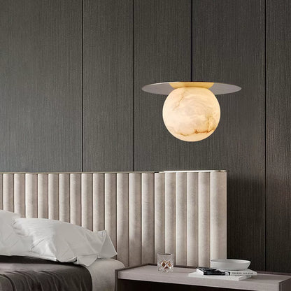 Cloud Stone LED Copper Round Lampshade chandelier