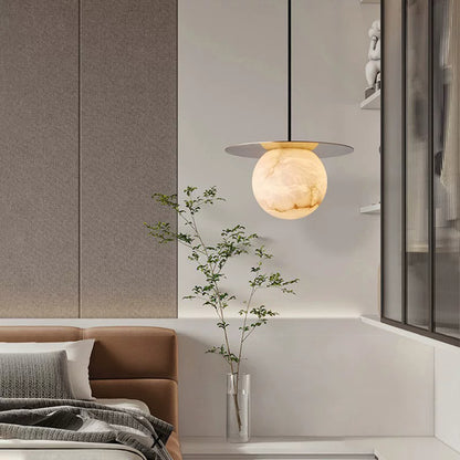 Cloud Stone LED Copper Round Lampshade chandelier