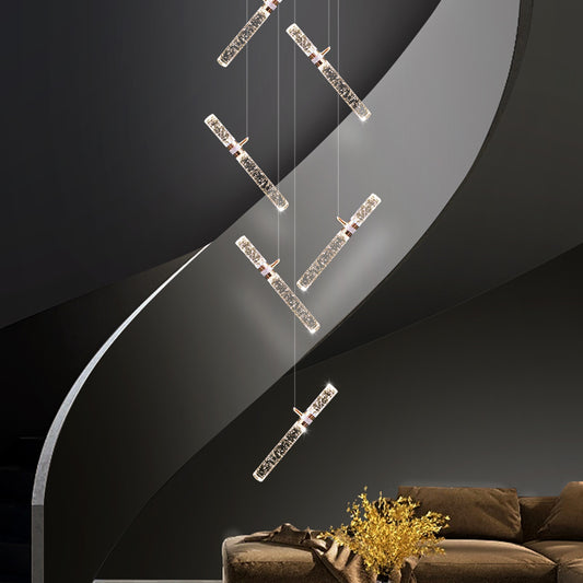 Stair Luxury LED  Duplex Building Villa Chandelier