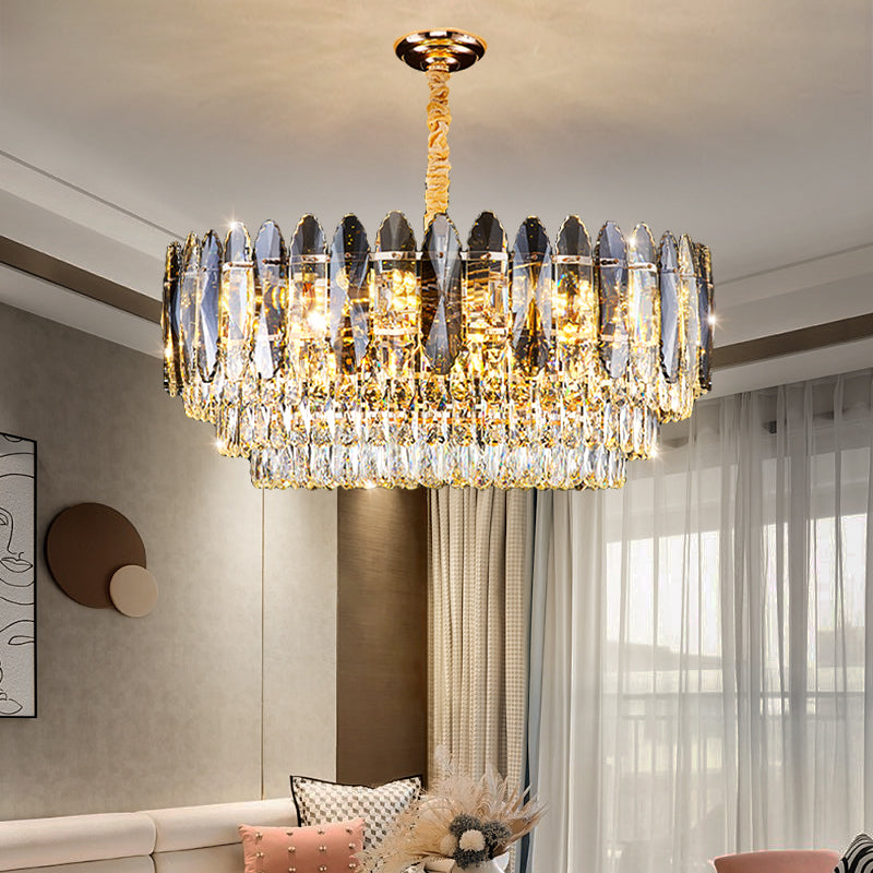 Luxury LED Ring Crystal Living Room Hanging Lamp