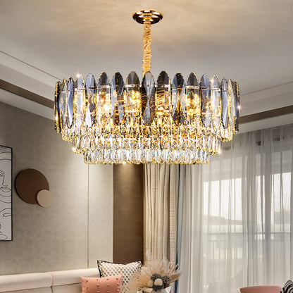 Luxury LED Ring Crystal Living Room Hanging Lamp
