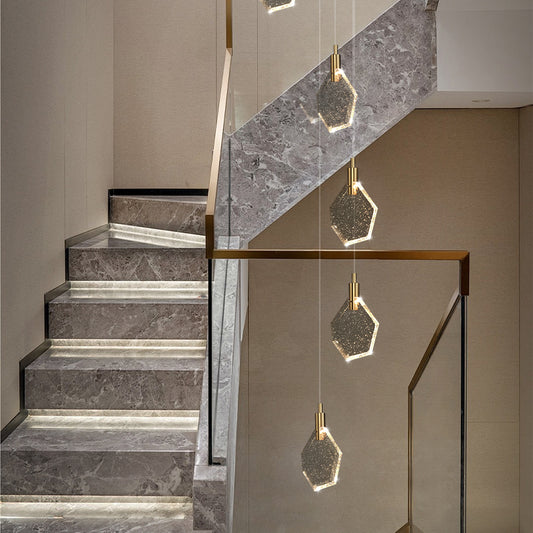 Modern Crystal Stair Suspended Villa LED Stair Pendant Light