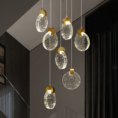 Modern Luxury Staircase Crystal Raindrop Pendant Light