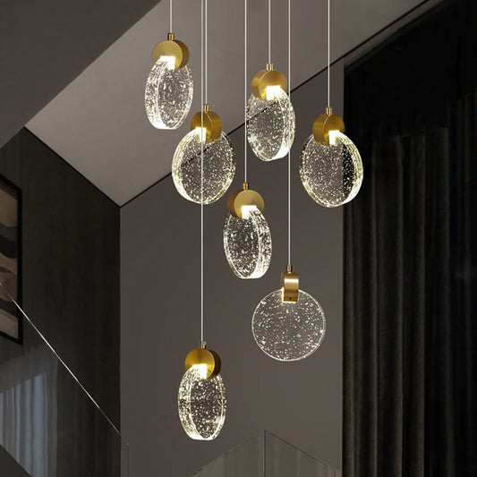 Modern Luxury Staircase Crystal Raindrop Pendant Light