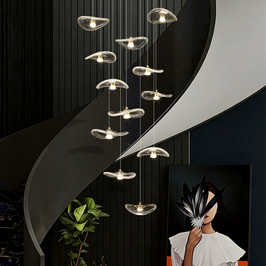 Indoor Rotating Staircase Hanging Lights Nordic Minimalist Villa Staircase Glass High Ceiling Chandelier Luxury Lighting