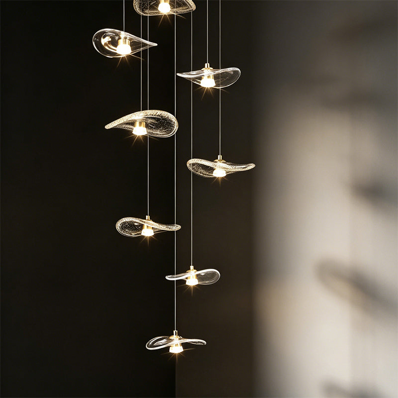 Staircase Duplex Loft Pendant Light Rotating Staircase Light Glass Pendants Lighting Modern Ceiling Chandelier