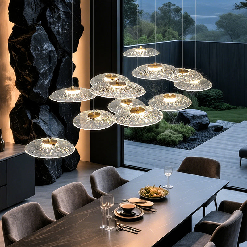 Luxury Chandelier Ripple Water Glass Pendant Lamp Living Room Dining Room Dining Table Kitchen Island Bar Art Hanging Lights