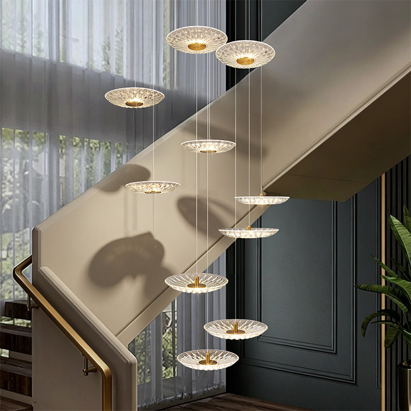 Luxury Glass Long Duplex Attic Stair Chandelier