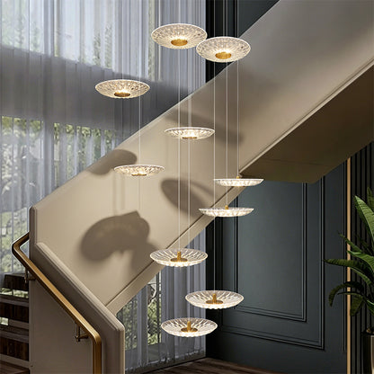 Luxury Glass Long Duplex Attic Stair Chandelier