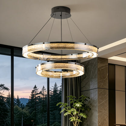 Modern Double Ring LED Suspension Chandelier