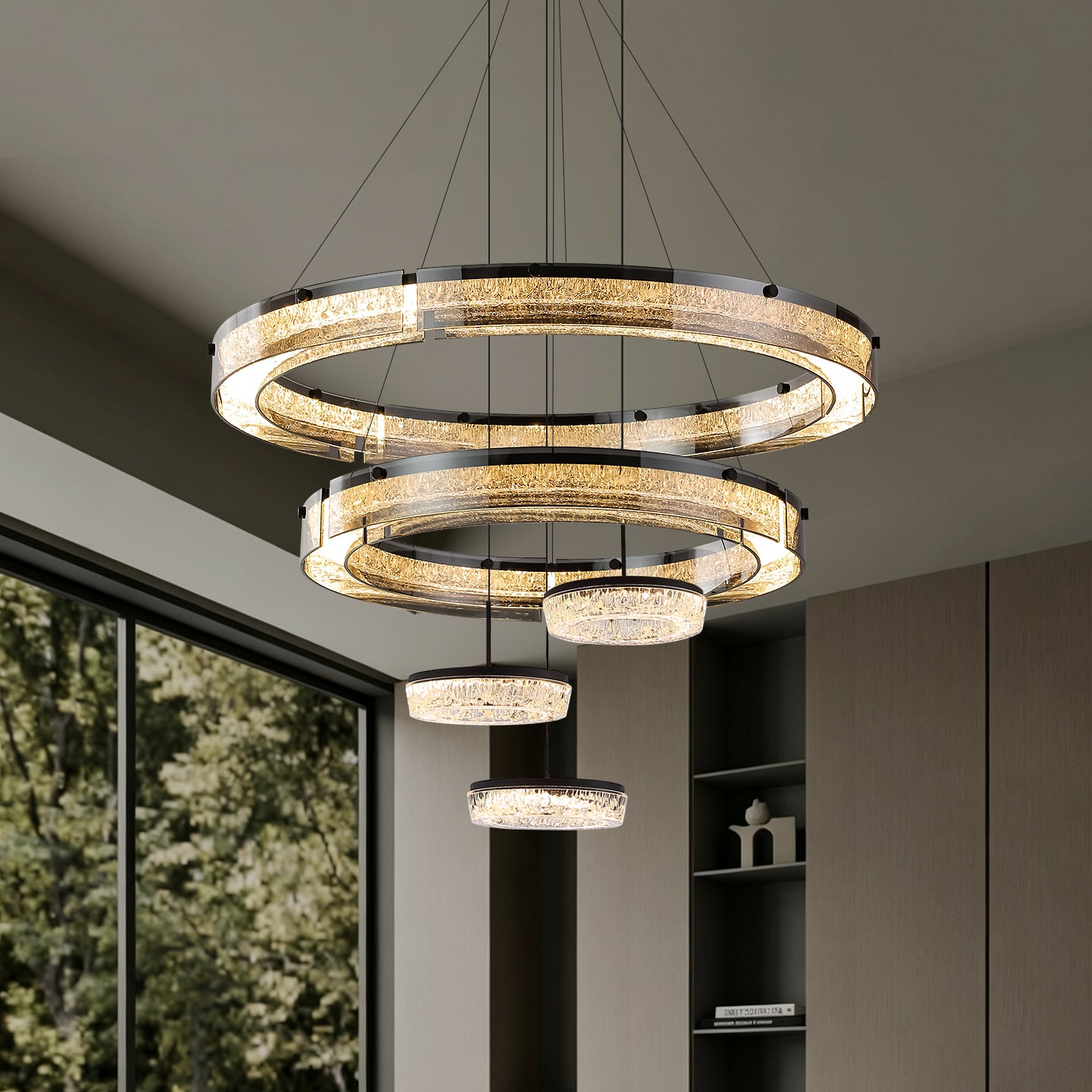 Luxury LED Ring Living Room Hanging Lamp