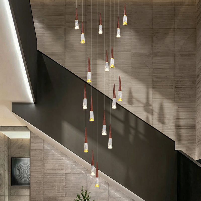 Staircase Hanging Light Rotating Staircase Crystal Chandelier Hanging Lamp Hall Villa High Ceiling Long Pendant Light Lighting