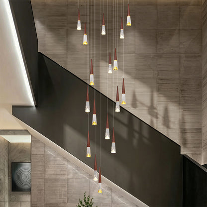 Staircase Hanging Light Rotating Staircase Crystal Chandelier Hanging Lamp Hall Villa High Ceiling Long Pendant Light Lighting